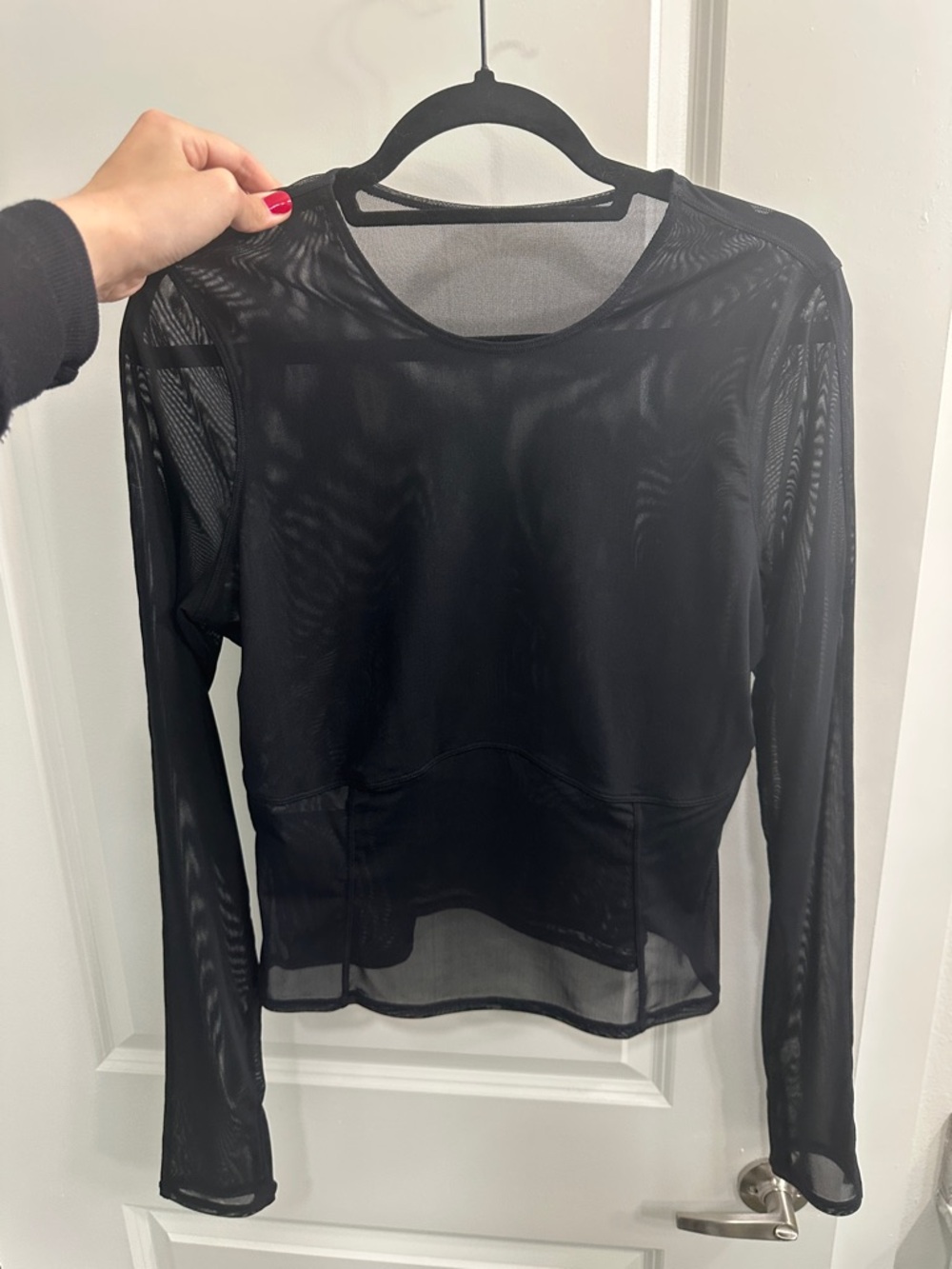 ALO Yoga Black Sheer Long-Sleeve Mesh Top